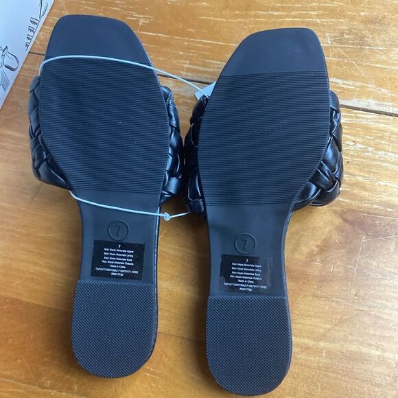A New Day Target NWT Black Carissa Sandals Braided Memory Foam Slides Sz 7 - Picture 3 of 9